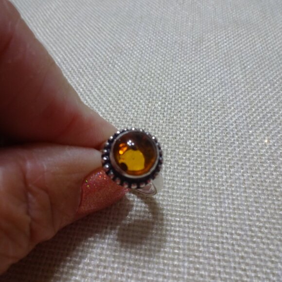 Stunning AMBER Handmade Sterling 925 Ring Size 5.5 #310C - Picture 3 of 3